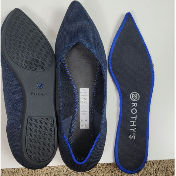 ROTHY'S THE POINT FLATS IN INDIGO HEATHER, SZ 9 - Picture 13 of 14